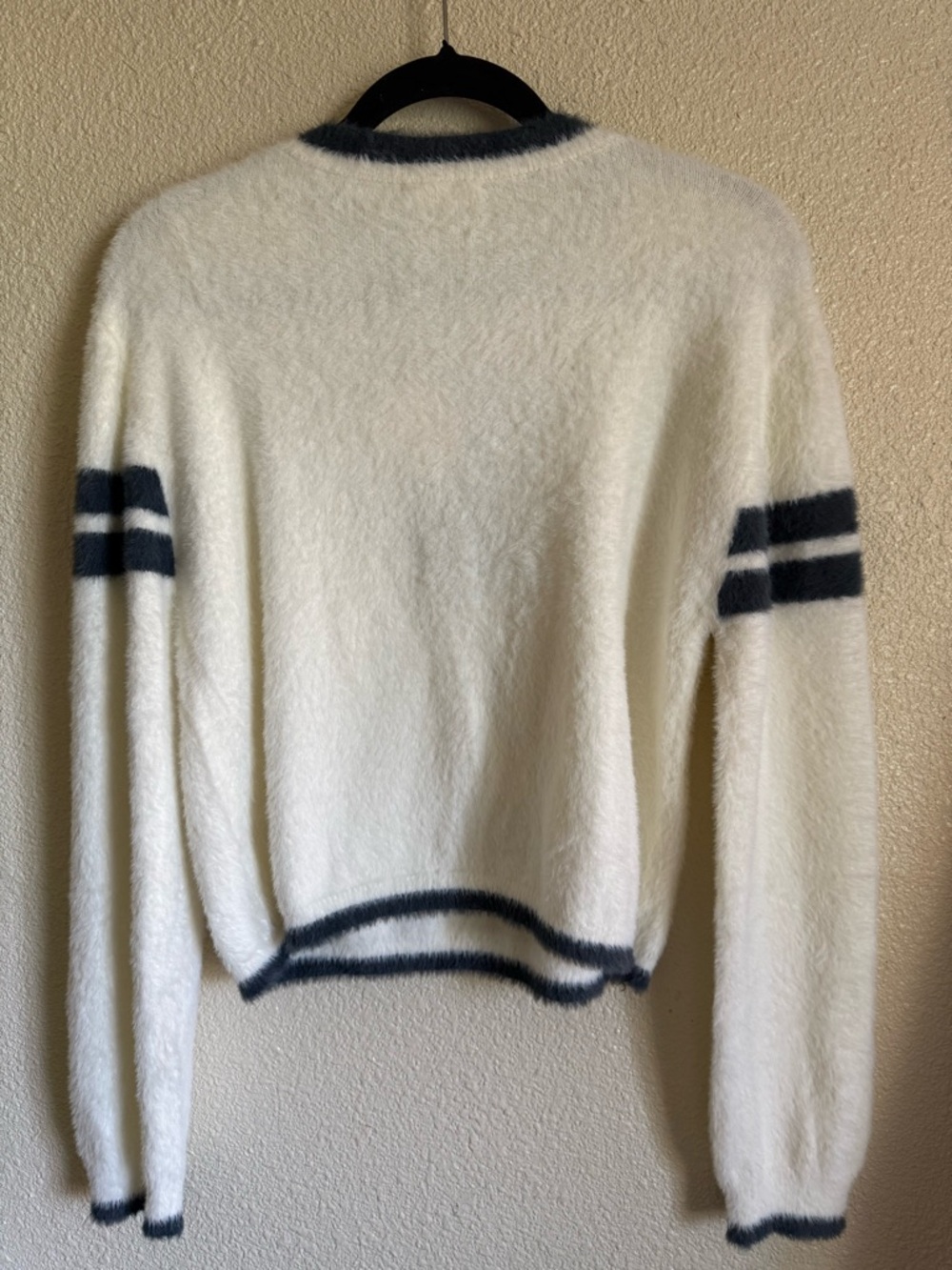 Women's Cream Number 19 Fuzzy Crewneck Sweater - Picture 3 of 5